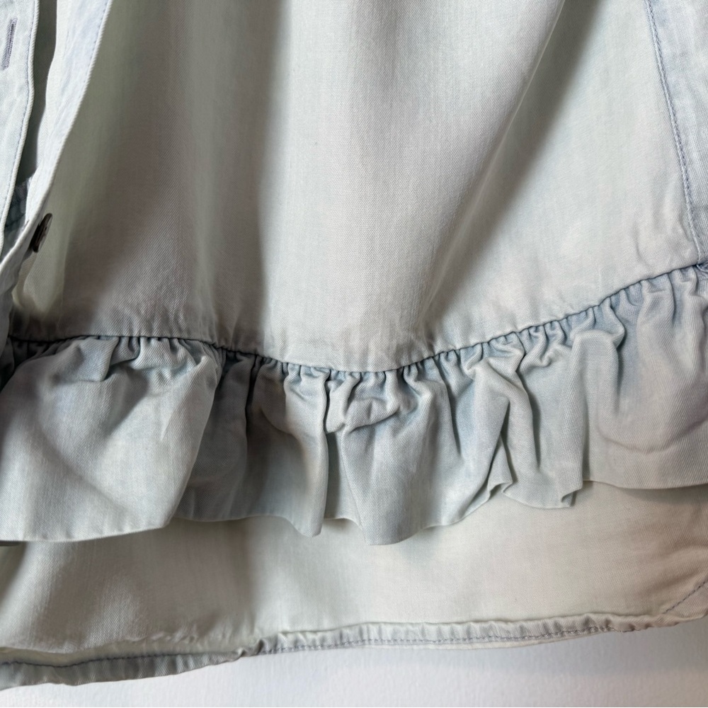 Club Monaco Women's Light Denim Ruffle Hem Jacket - Picture 6 of 6